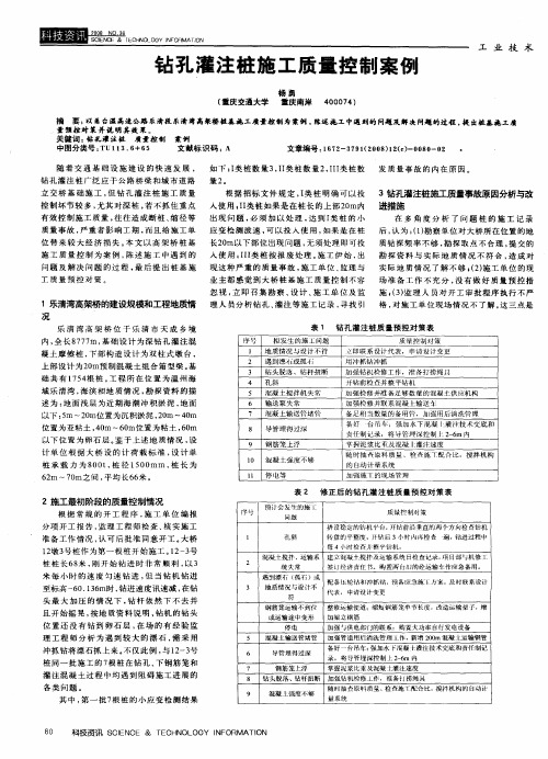 钻孔灌注桩施工质量控制案例