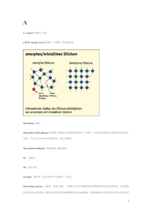 光伏 相关专业英语词汇