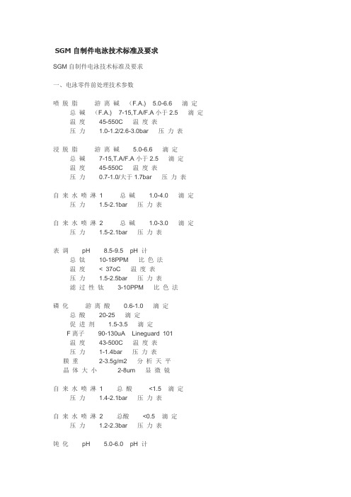 SGM自制件电泳技术标准及要求