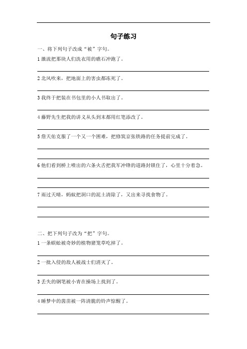 句子练习(把字句、被字句、修改病句)