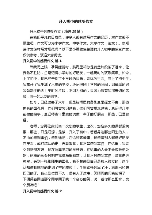 升入初中的感受作文（精选29篇）