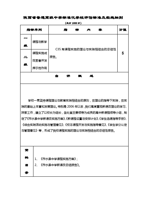 创建省级标准化高中材料-评估表(正式)-C035