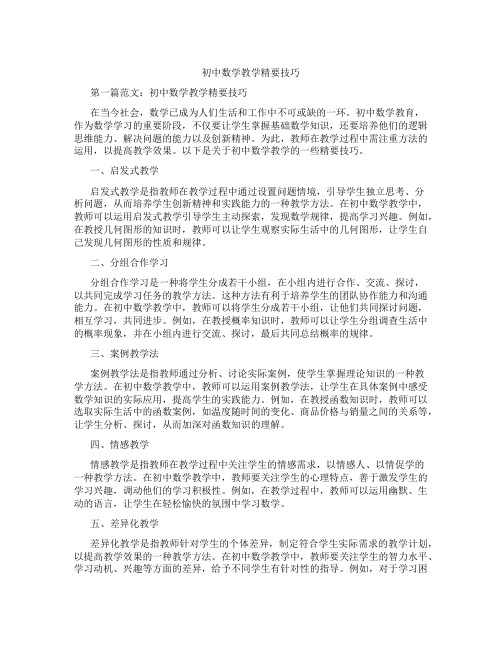 初中数学教学精要技巧(含学习方法技巧、例题示范教学方法)