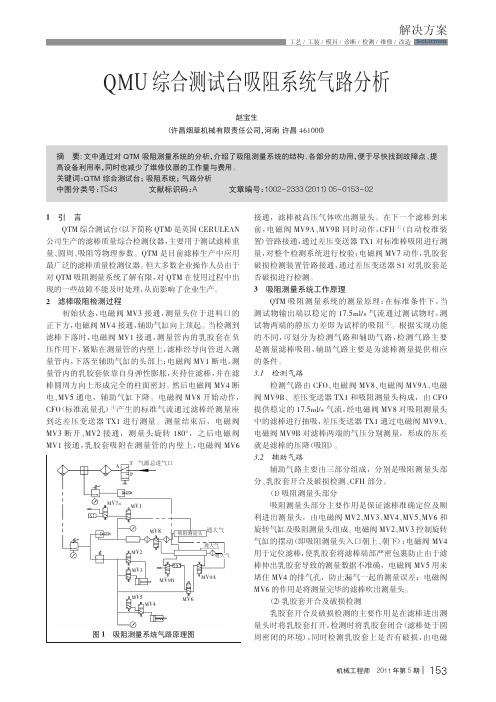 QMU综合测试台吸阻系统气路分析