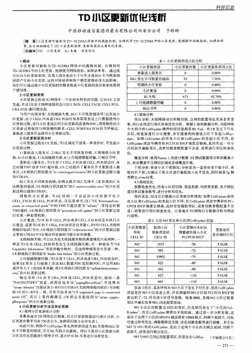 TD小区更新优化浅析