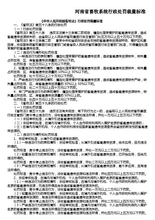 河南省畜牧系统行政处罚裁量标准