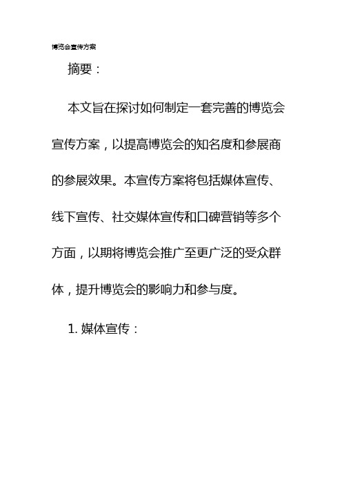 博览会宣传方案