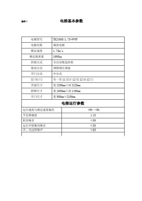 电梯参数表