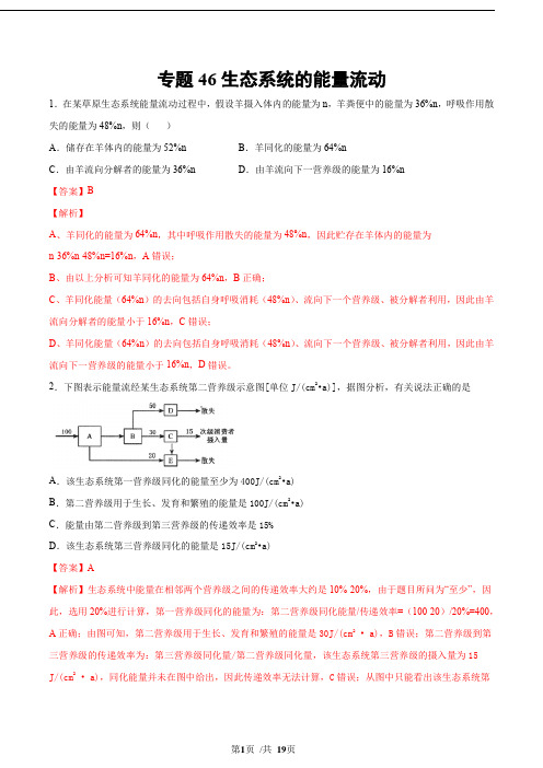 2021年新高考生物考点扫描专题46 生态系统的能量流动(解析版)