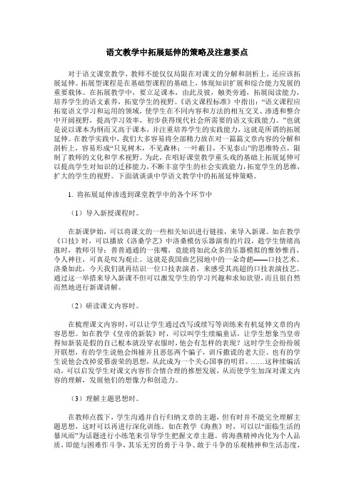 语文教学中拓展延伸的策略及注意要点