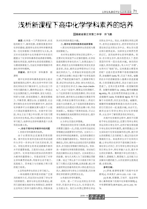 浅析新课程下高中化学学科素养的培养