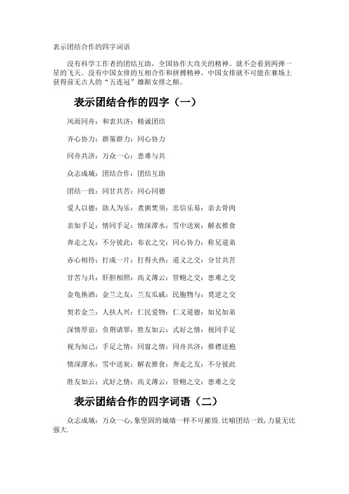 表示团结合作的四字词语