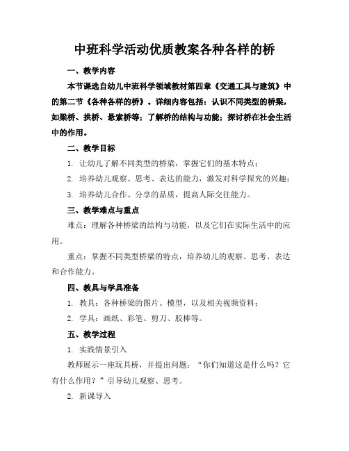 中班科学活动优质教案各种各样的桥