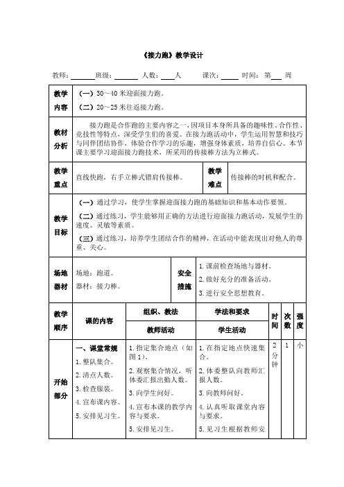 小学体育《接力跑》教学设计