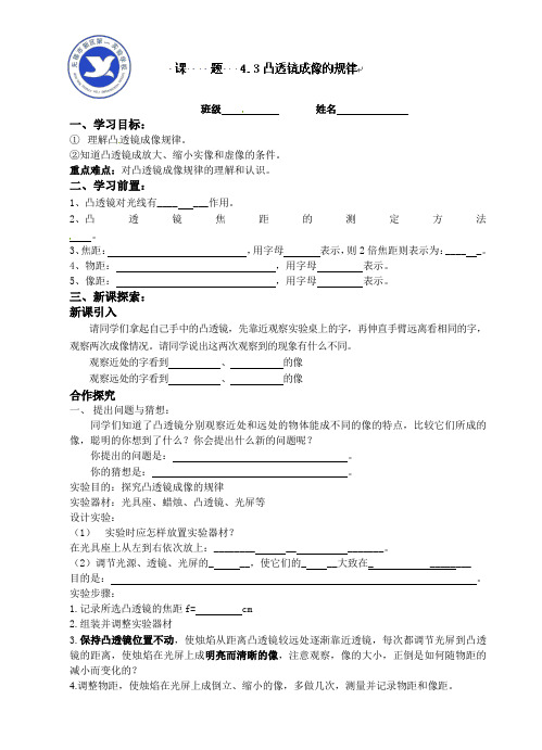 人教版-物理-八年级上册-《凸透镜成像规律》学案 (2)