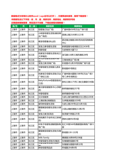 2020新版上海市上海市松江区月子服务工商企业公司商家名录名单黄页联系号码地址大全118家