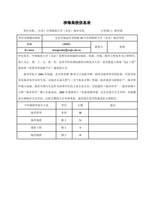 中国地质大学(北京)需求信息表