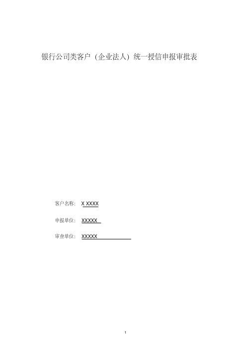 银行公司类客户(企业法人)统一授信申报审批表[2020年最新]