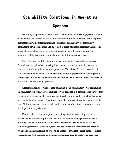 Scalability Solutions in Operating Systems