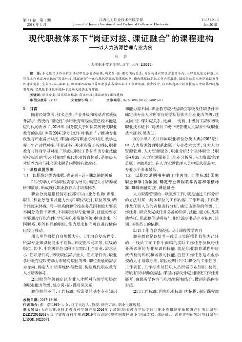 现代职教体系下“岗证对接、课证融合”的课程建构——以人力资源管理专业为例