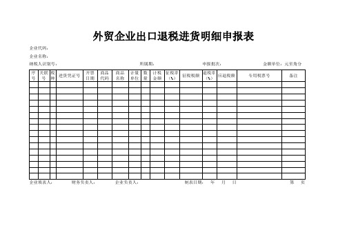 外贸企业出口退税进货明细申报表