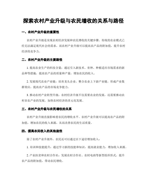 探索农村产业升级与农民增收的关系与路径