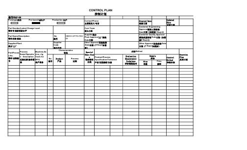 Control Plan-控制计划模版