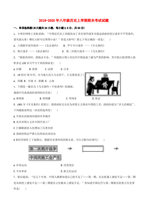 2019-2020年八年级历史上学期期末考试试题