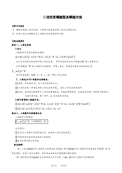 二项式定理题型及解题方法(可打印修改)