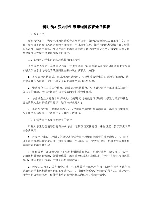 新时代加强大学生思想道德教育途径探析