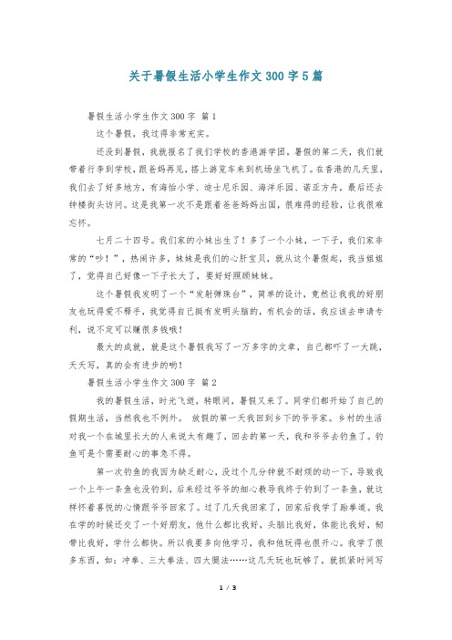 关于暑假生活小学生作文300字5篇