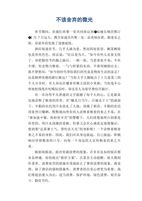 高中生优秀作文精选：不该舍弃的微光