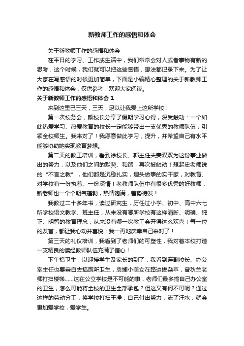 关于新教师工作的感悟和体会