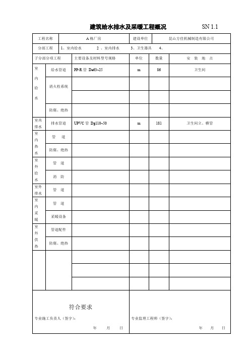 江苏省建筑工程验收资料(sn)给排水(范例).doc