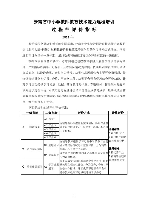 过程性评价指标