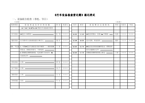 行车设备检查登记簿