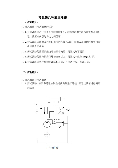 常见的几种液压油路解读