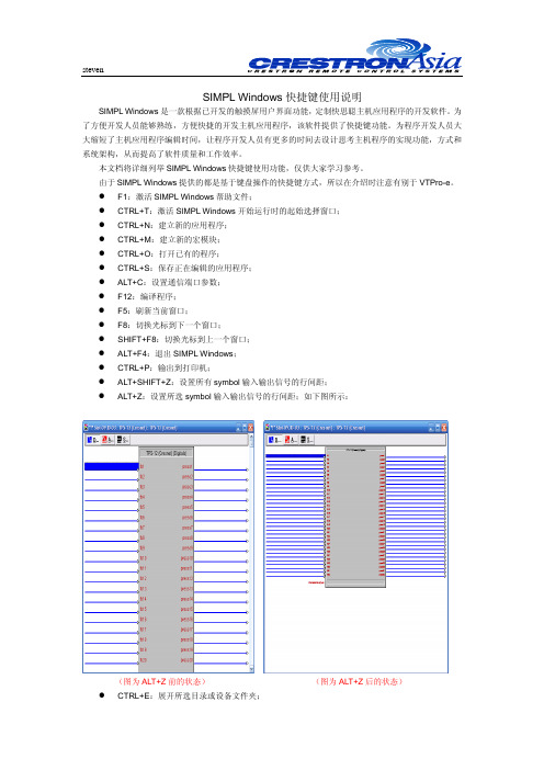 SIMPL Windows快捷方式说明