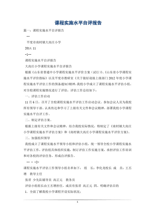 课程实施水平自评报告