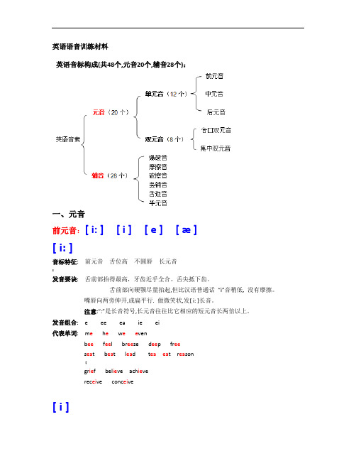 英语语音训练材料(英语48个音标认读与操练)