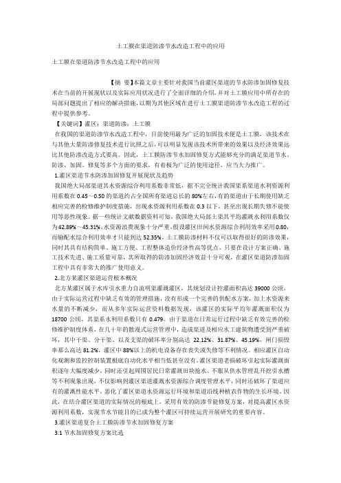 土工膜在渠道防渗节水改造工程中的应用