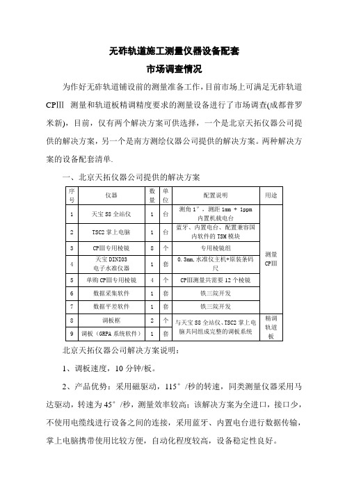 无砟轨道施工测量仪器设备配套