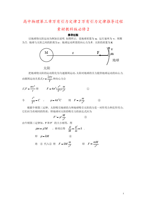 高中物理第三章万有引力定律2万有引力定律推导过程素材教科版必修2