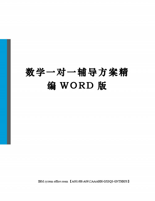 数学一对一辅导方案精编WORD版