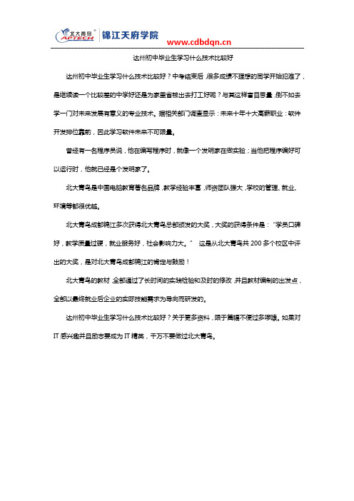 达州初中毕业生学习什么技术比较好