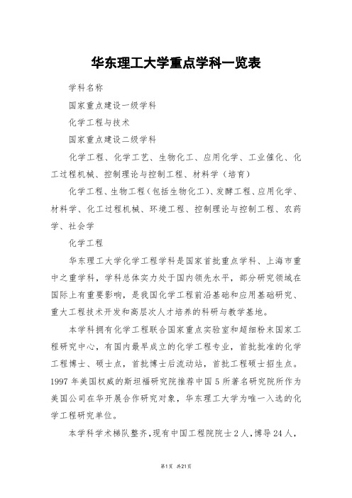 华东理工大学重点学科一览表_高三作文