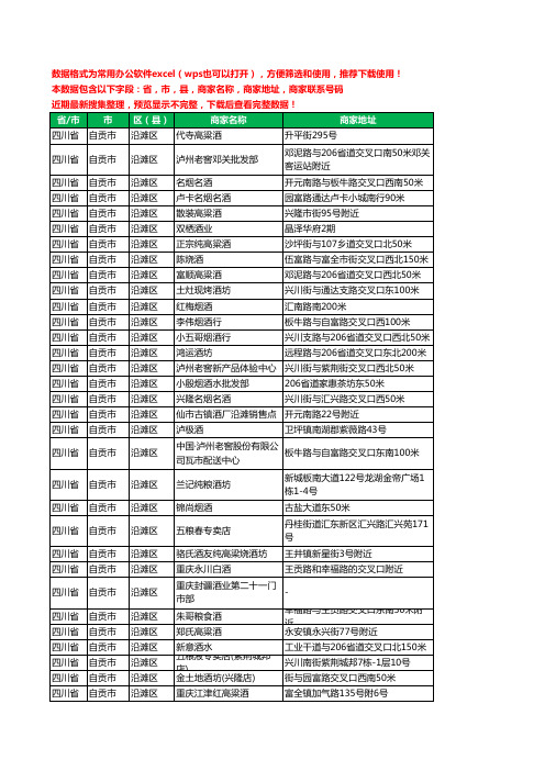 2020新版四川省自贡市沿滩区烟酒工商企业公司商家名录名单黄页联系电话号码地址大全88家