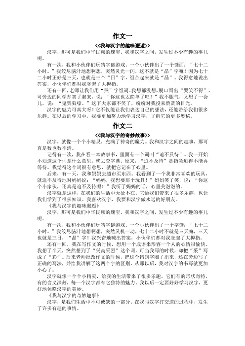 我和汉字发生了有趣的事情400字作文