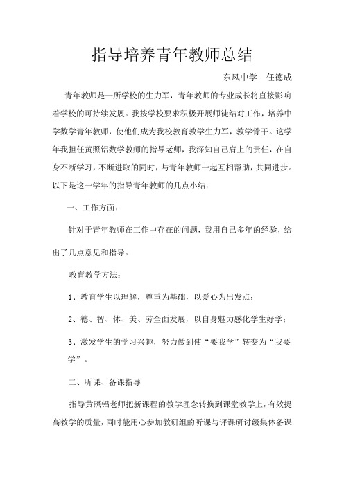 指导培养青年教师总结