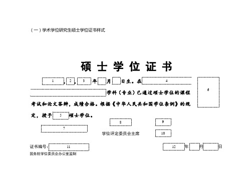 学术学位研究生硕士学位证书样式